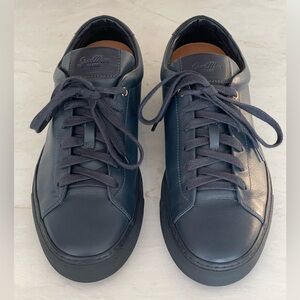 GOOD MAN BRAND Dark Blue Leather Sneakers with Black Soles, Size 9-9.5